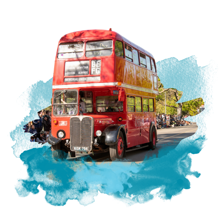 A London double decker bus in the picnic day parade