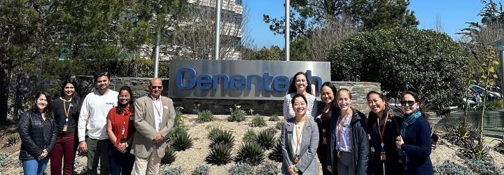 students outside Genentech offices