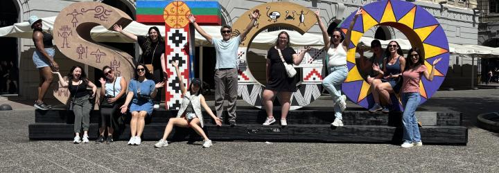 MBA students in townsquare in Chile