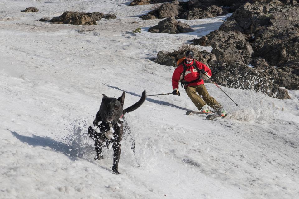 Oscar Halliwell MPAc 21 skiing is in the backcountry of Lake Tahoe, California