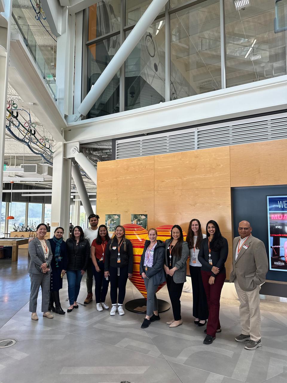 students inside Genentech offices