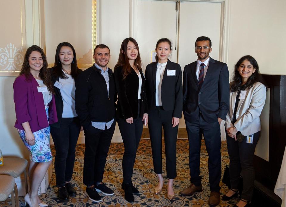 Ana Parra Vera, Danfeng Cao, Khaled Khaled, Crystal Huang, Yuting Li, Aravind Venugopal and Swati Vaishampayan at the 2020 Career Fair event