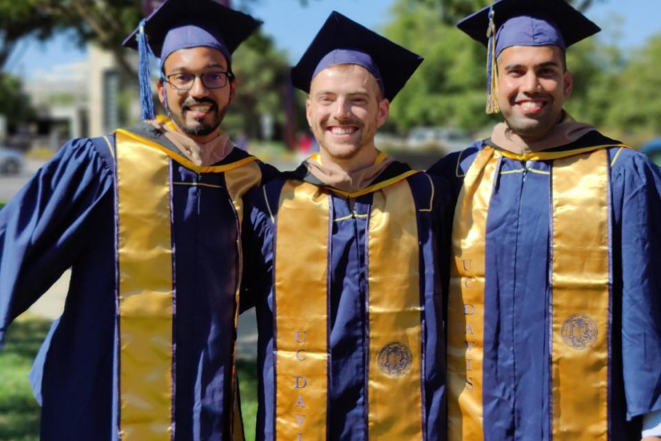 Tarun, Jordan and Kumar at Aggie Grad Walk