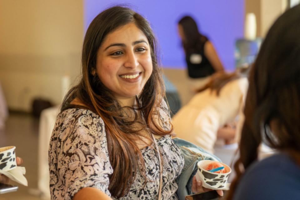 Nahid Taj shaking hands at Orientation Kickoff